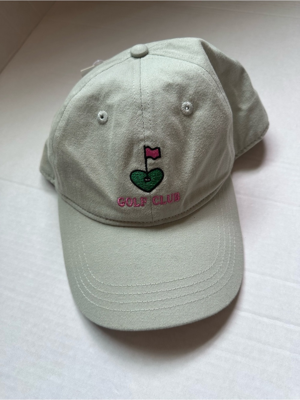 Golf Club Embroidered Heart Flag Baseball Cap - Sage Green